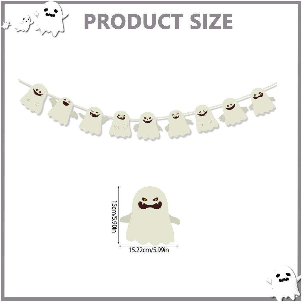 Adorable Ghost Halloween Banner - White