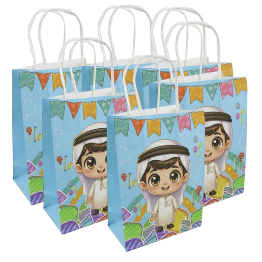 6 Piece Eid Ramadan Paper Candy Bags for Boys