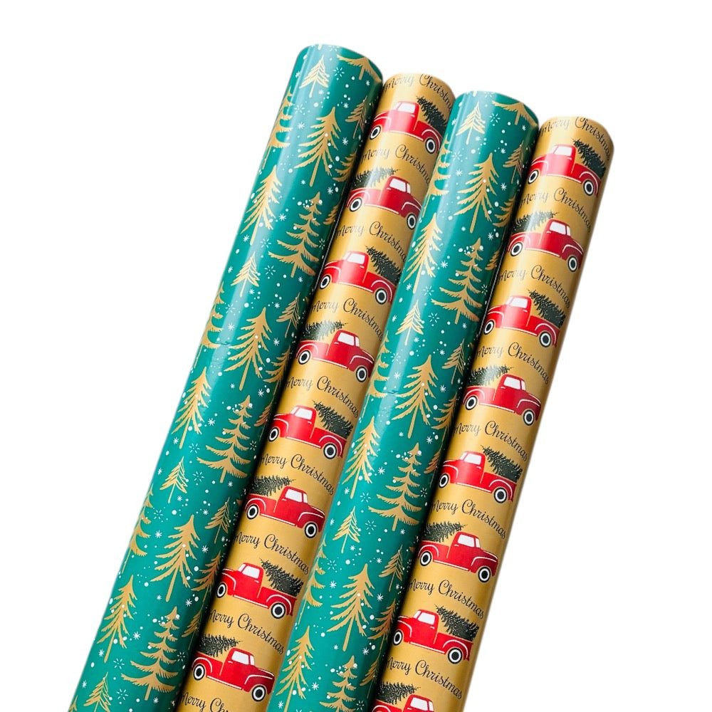 Merry Christmas Gift Wrapping Paper Rolls - 4 Piece