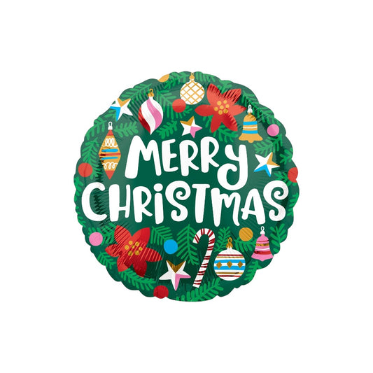 Merry Christmas Round Foil Balloon - 45 CM