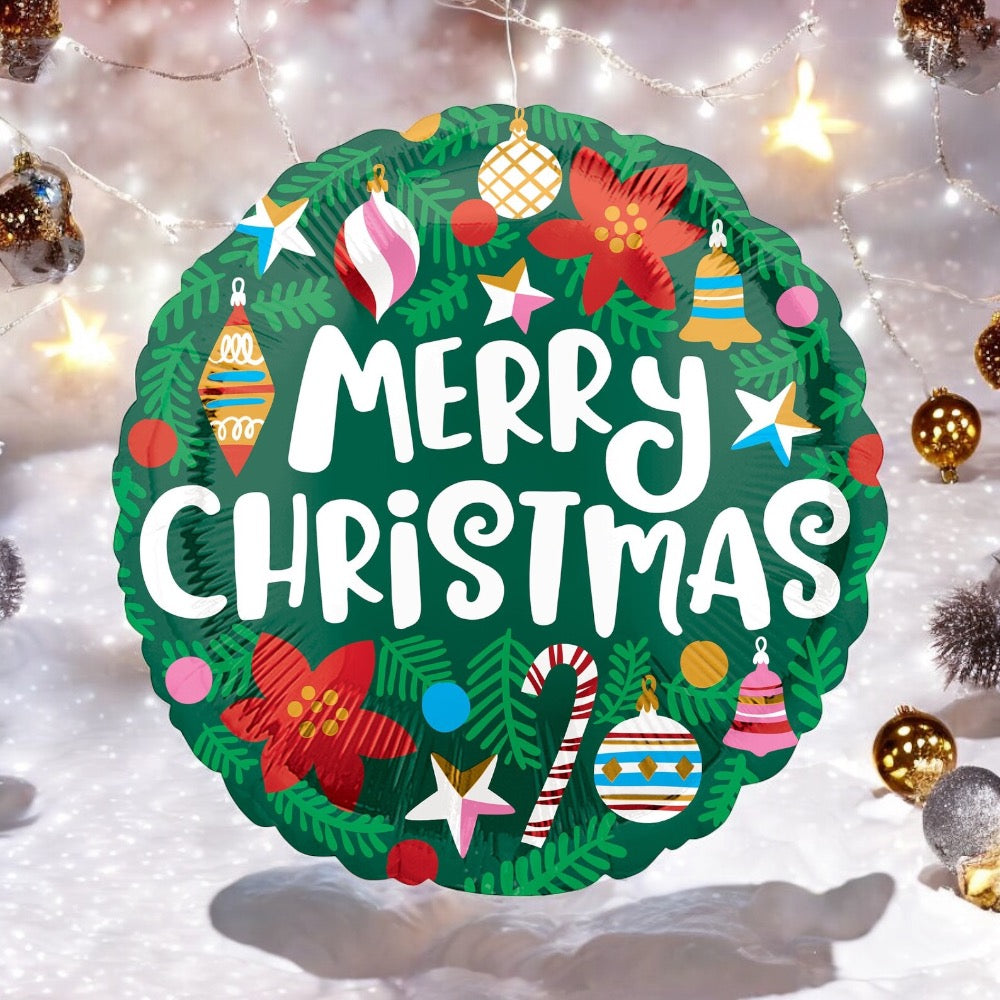 Merry Christmas Round Foil Balloon - 45 CM