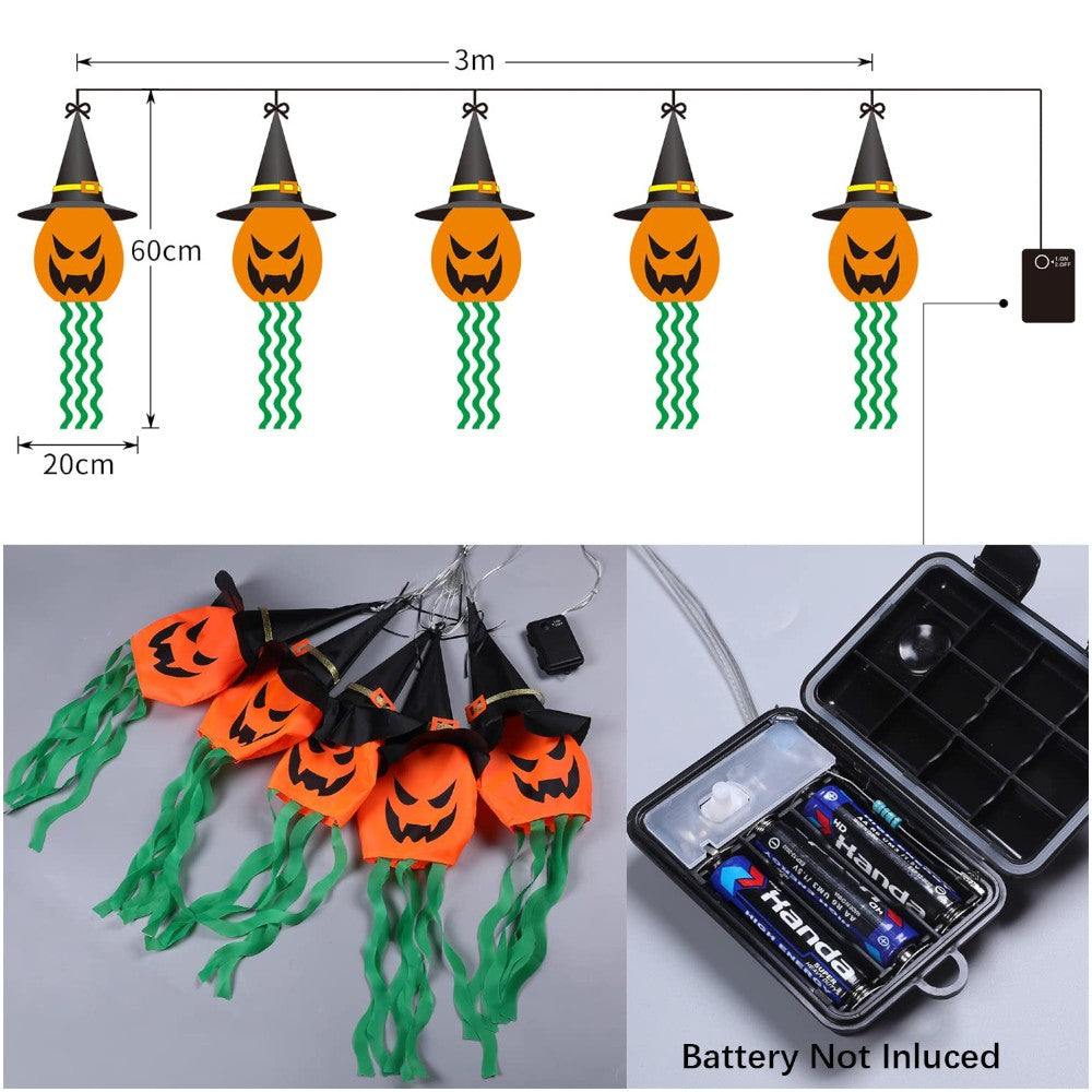Witch Hat LED Pumpkin Lantern Lights-Set of 5