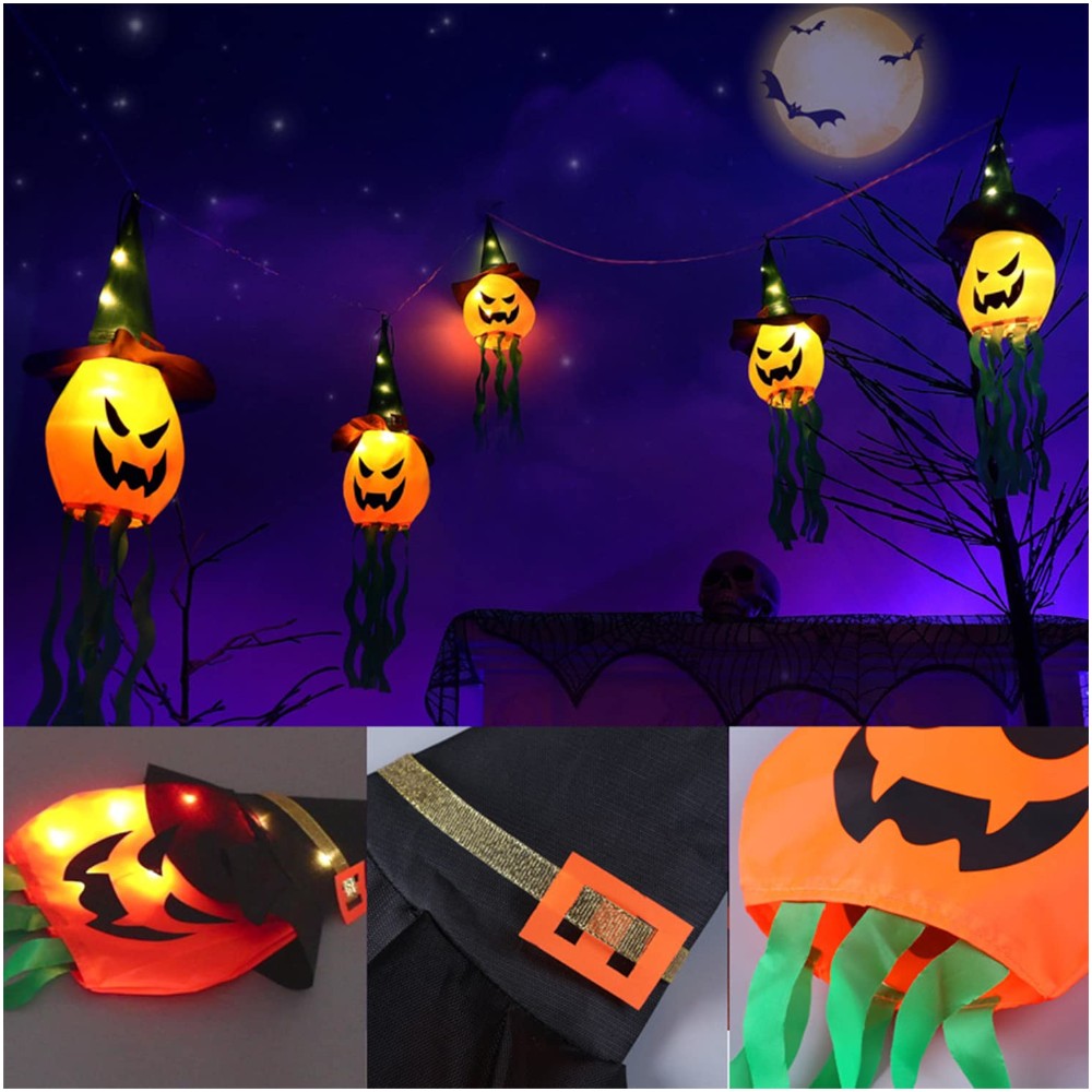 Witch Hat LED Pumpkin Lantern Lights-Set of 5