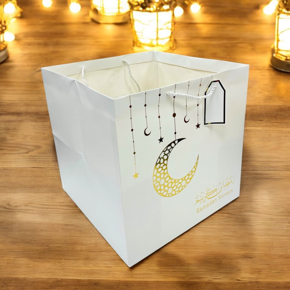Ramadan Kareem Gift Bags - White & Gold Square