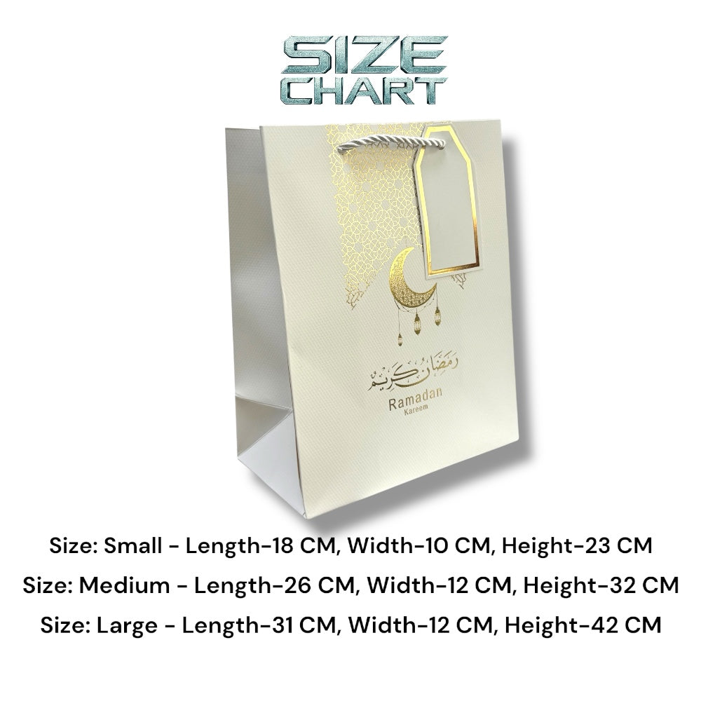 6 Piece Ramadan Gift Bags - White & Gold