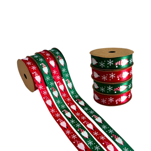 4 Piece Christmas Ribbons Santa Claus Red & Green