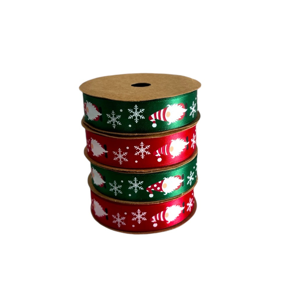 4 Piece Christmas Ribbons Santa Claus Red & Green