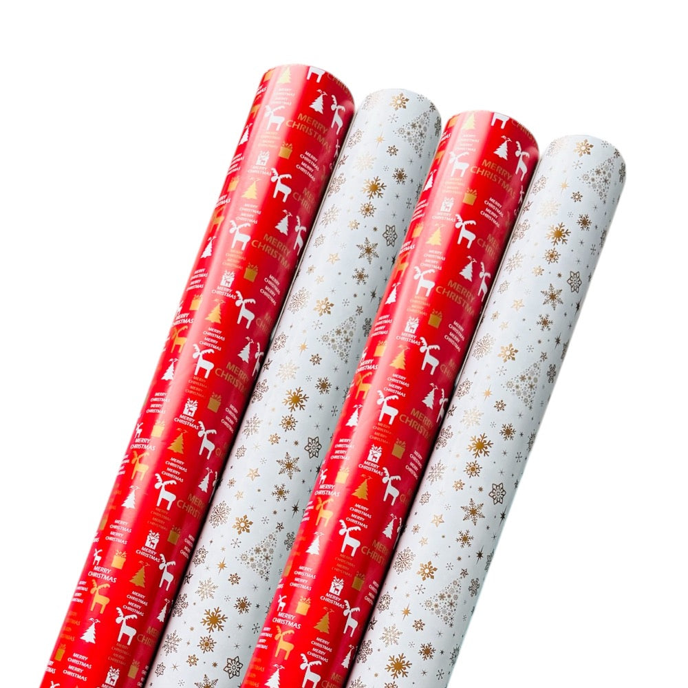 Merry Christmas Gift Wrapping Paper Rolls - 4 Piece