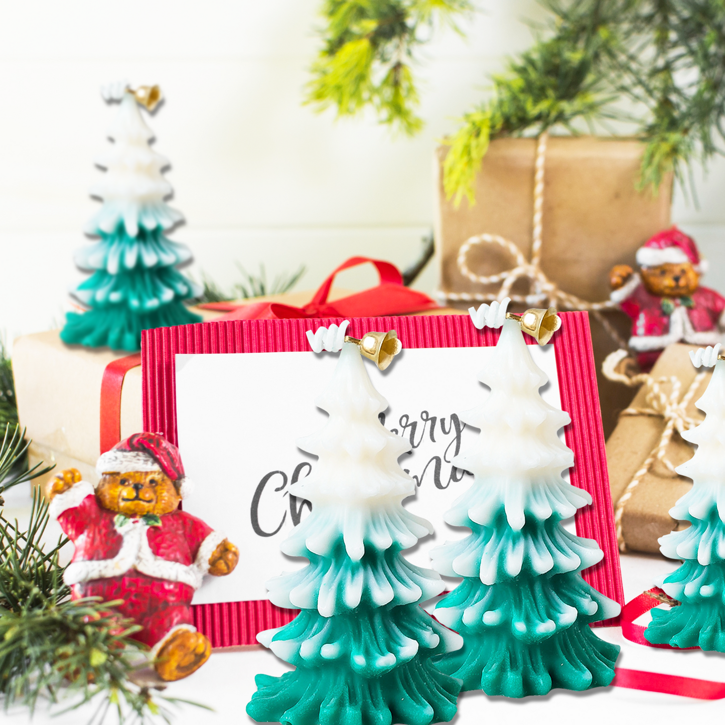 Handmade Tree Christmas Candle - Green