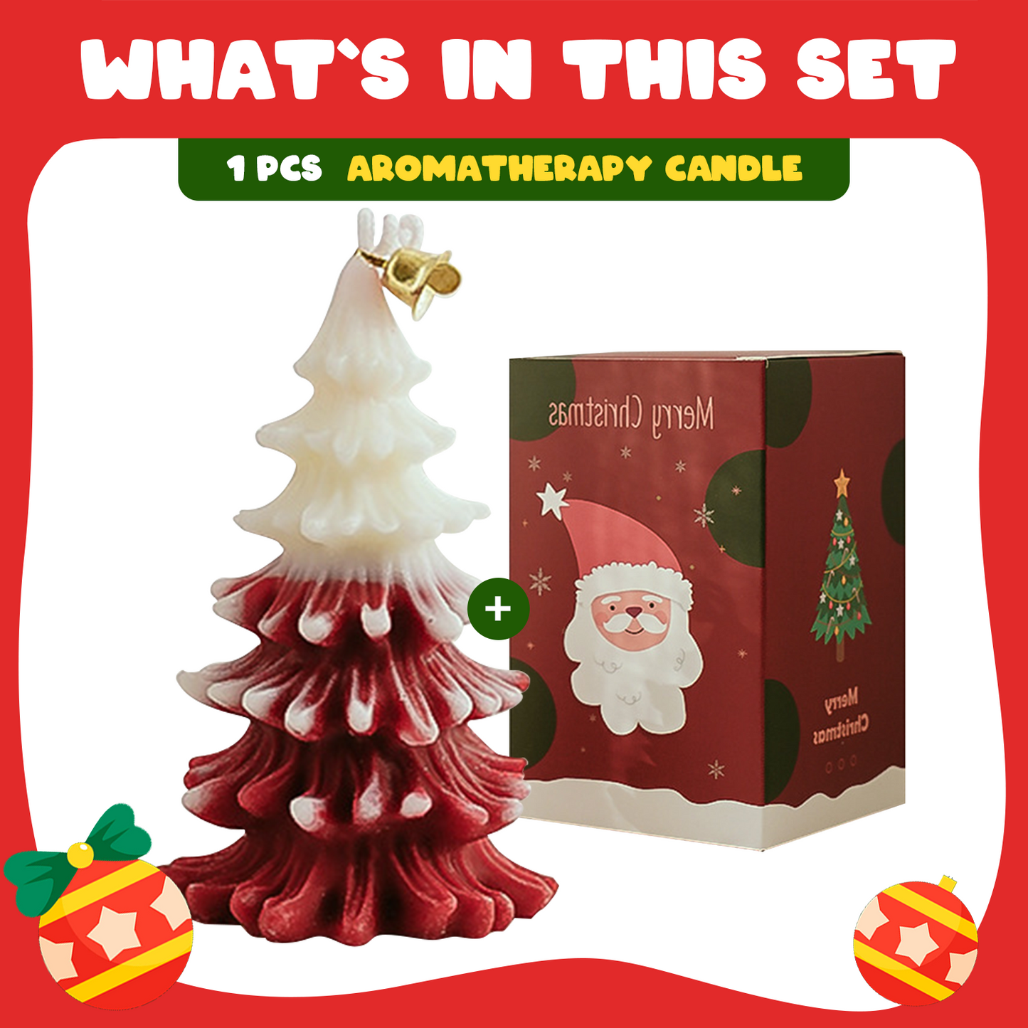 Handmade Tree Christmas Candle - Red