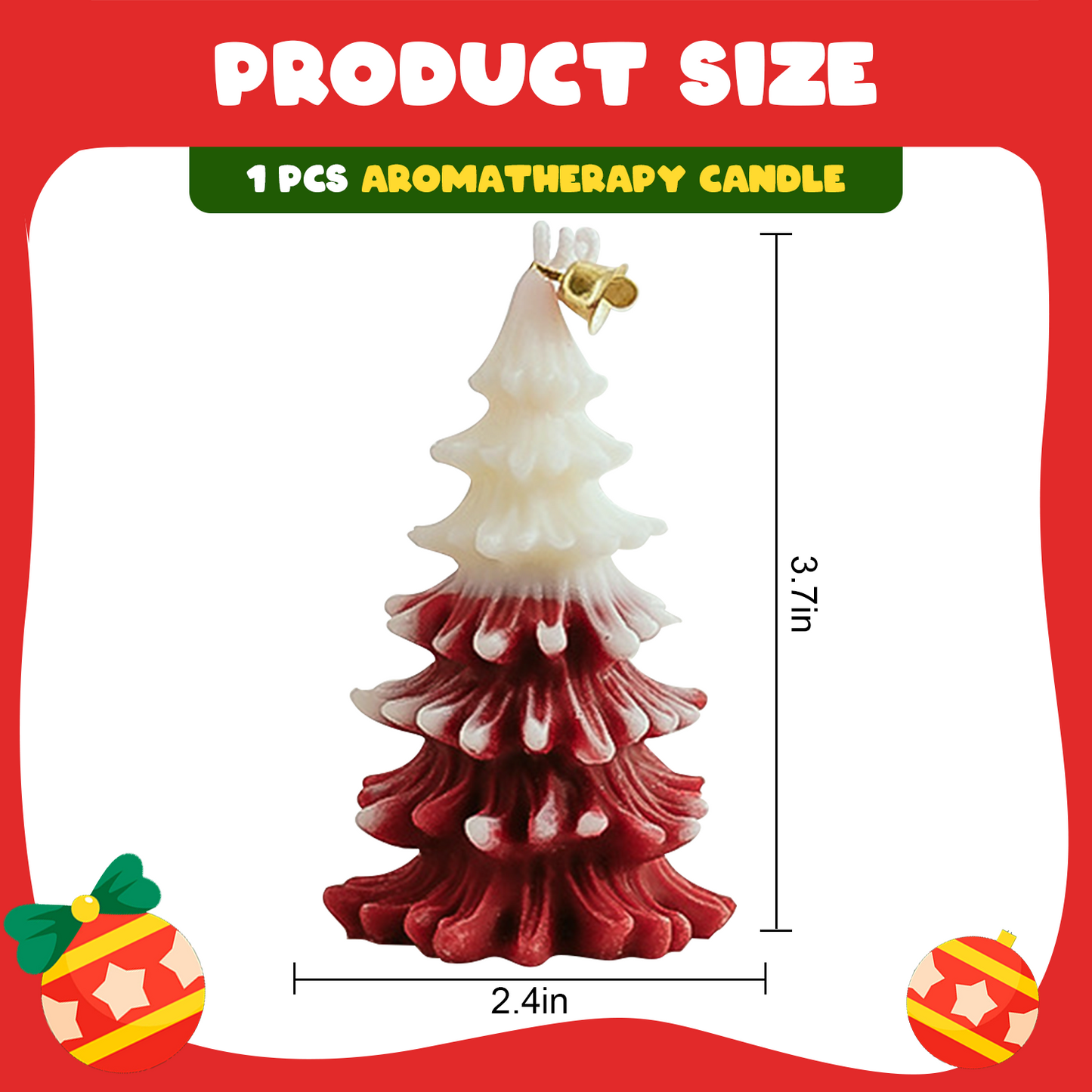Handmade Tree Christmas Candle - Red