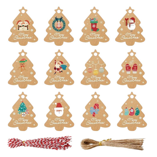 Christmas Gift Tags with String - Pack of 48