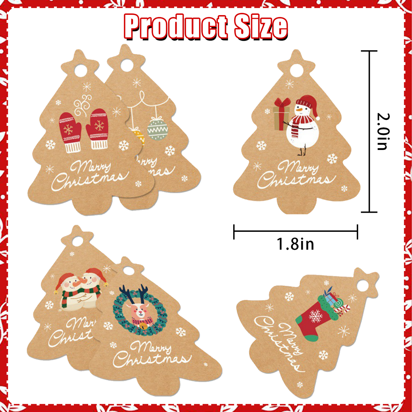 Christmas Gift Tags with String - Pack of 48