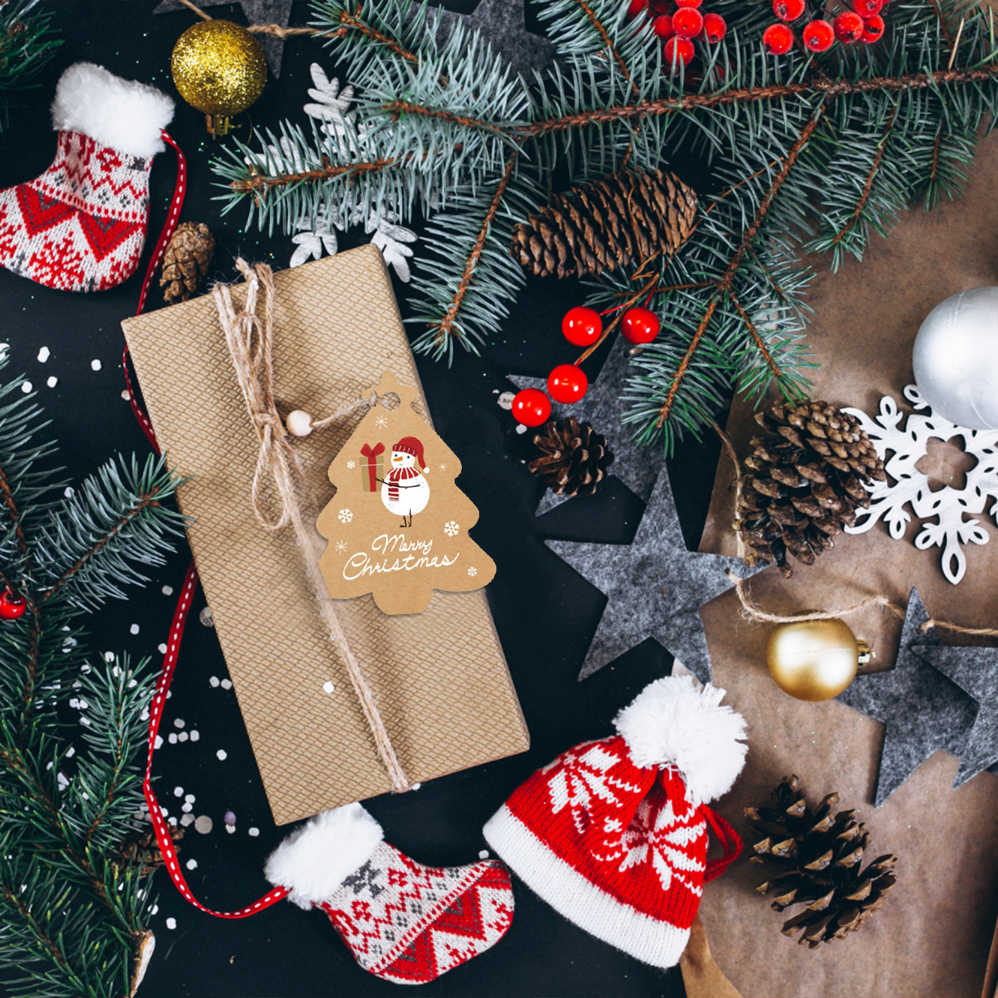 Christmas Gift Tags with String - Pack of 48