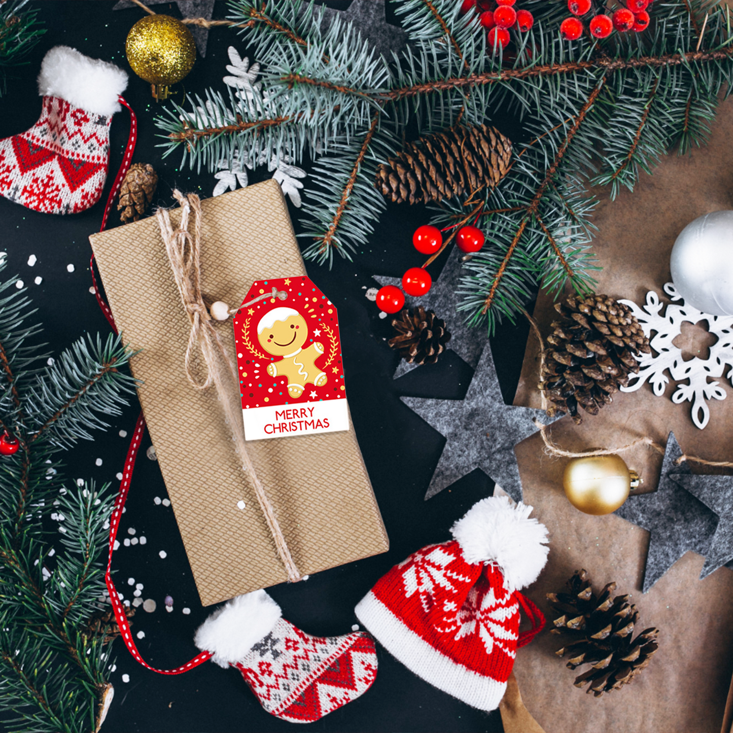 Christmas Gift Tags with String - Pack of 48