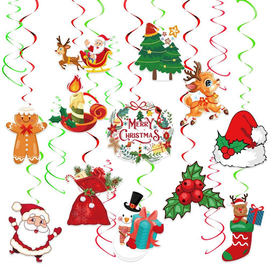 Merry Christmas Swirls Hanging Decorations