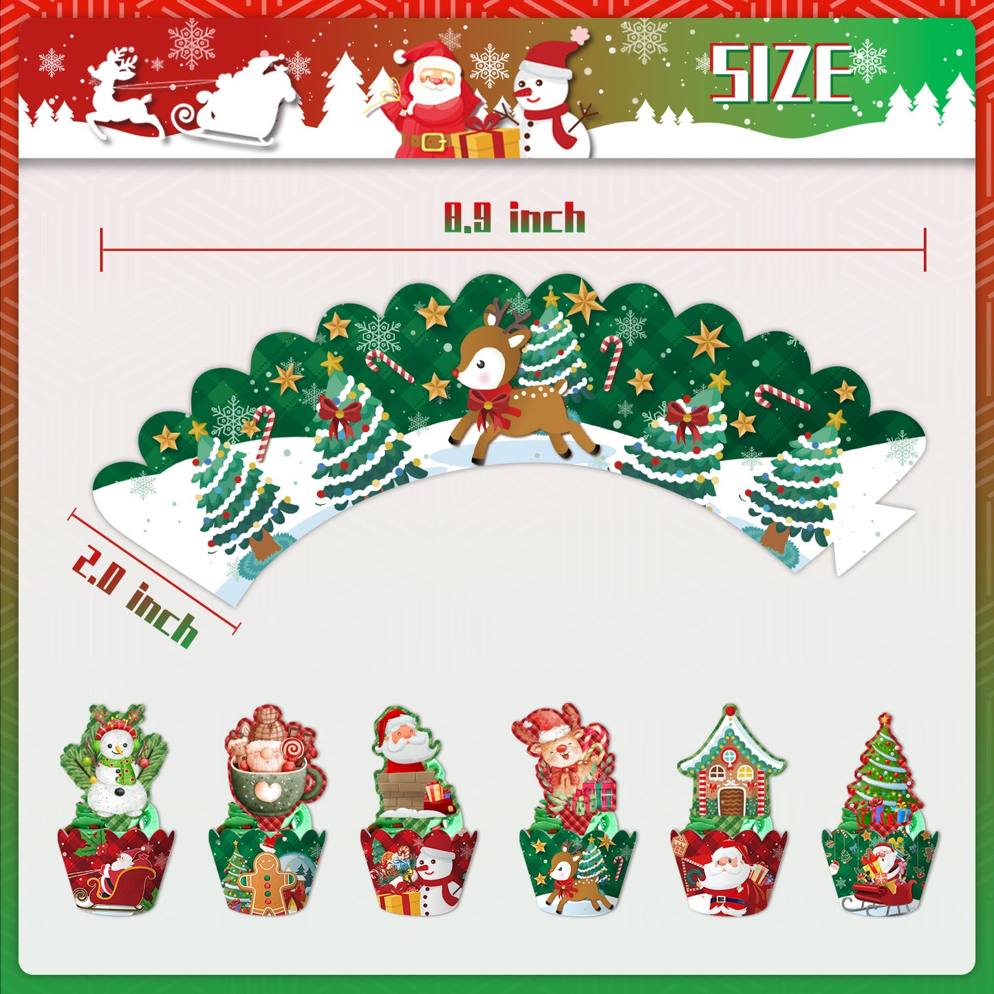 3 Tier Christmas Cake Stand Cupcake Topper Wrap Set