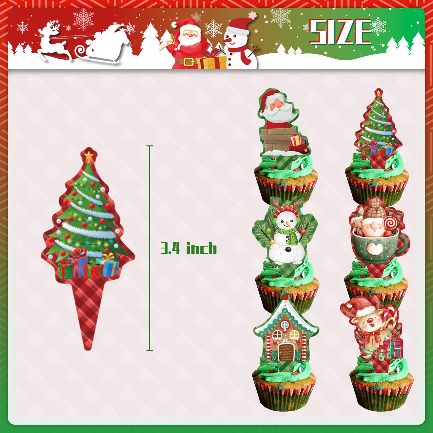 3 Tier Christmas Cake Stand Cupcake Topper Wrap Set