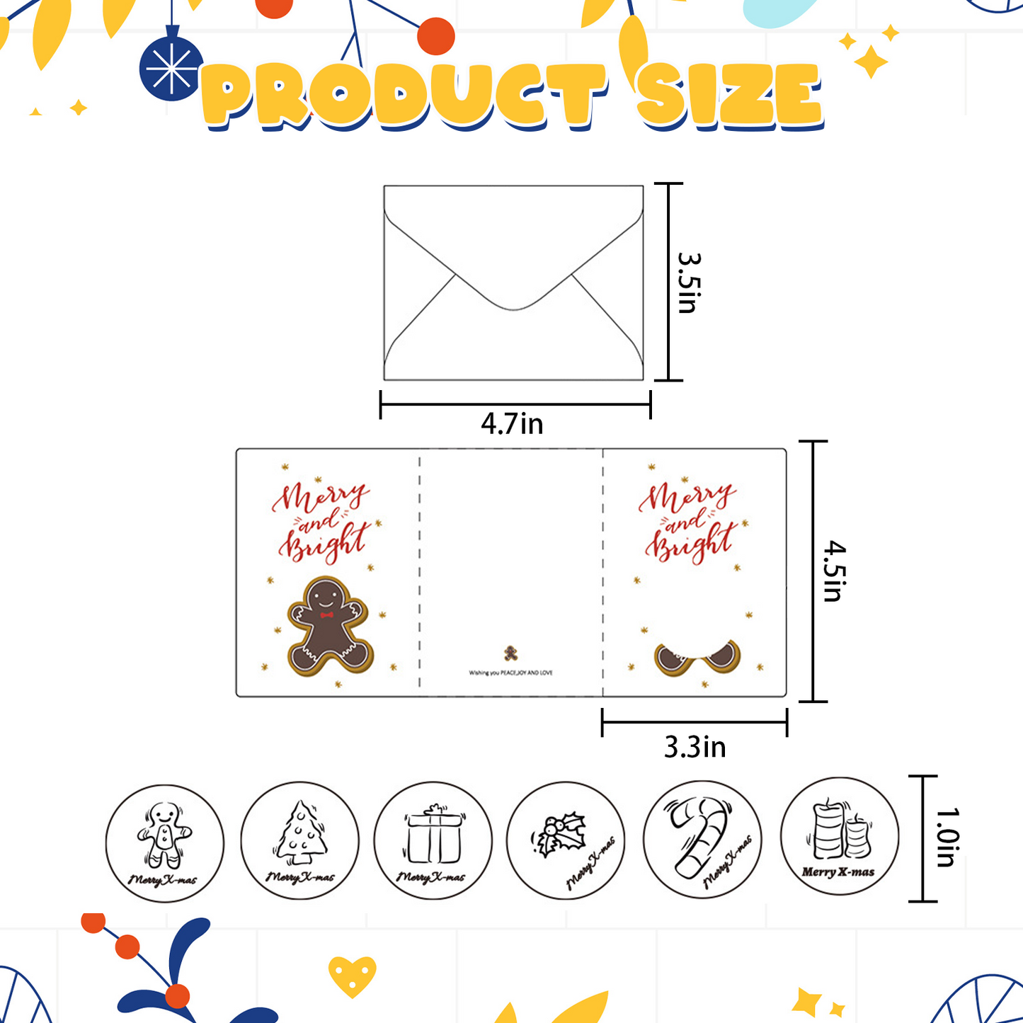 Christmas Greeting Cards with Sticker/ Envelopes