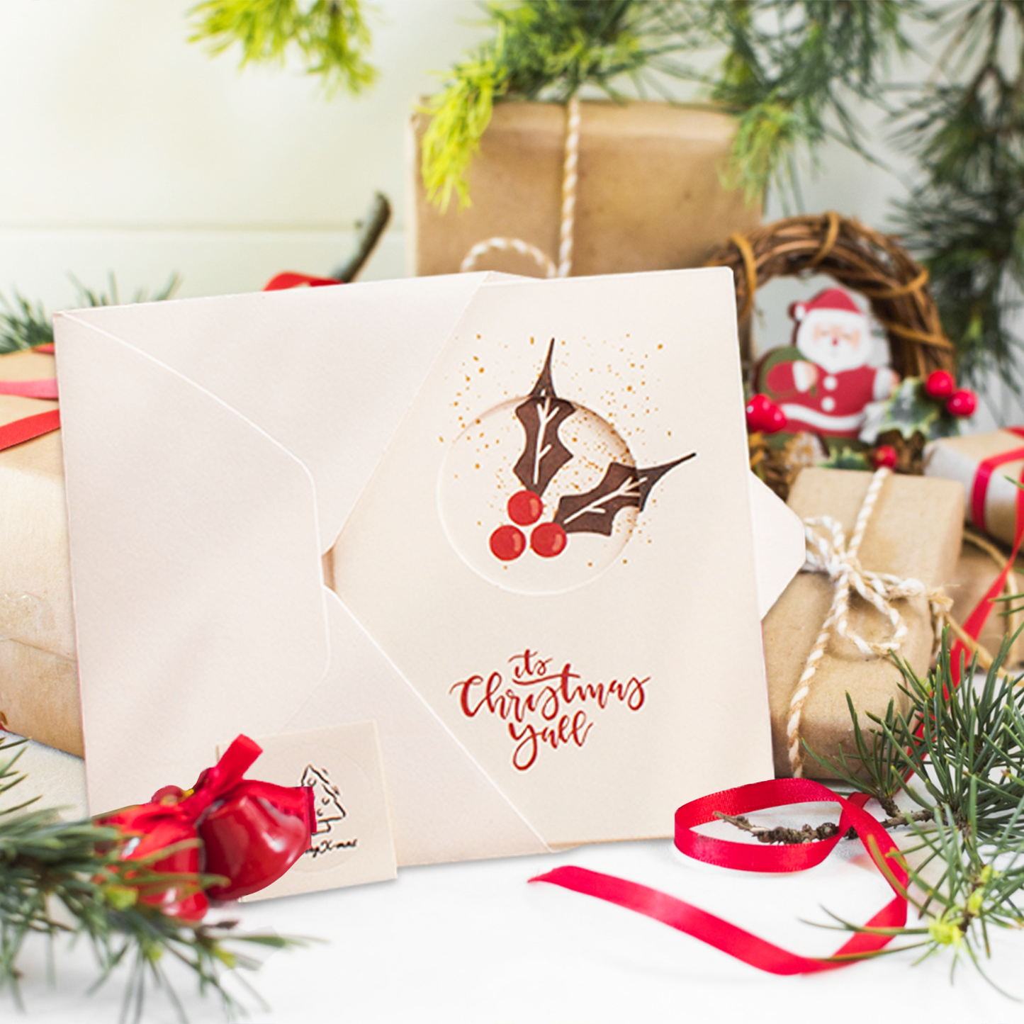 Christmas Greeting Cards with Sticker/ Envelopes