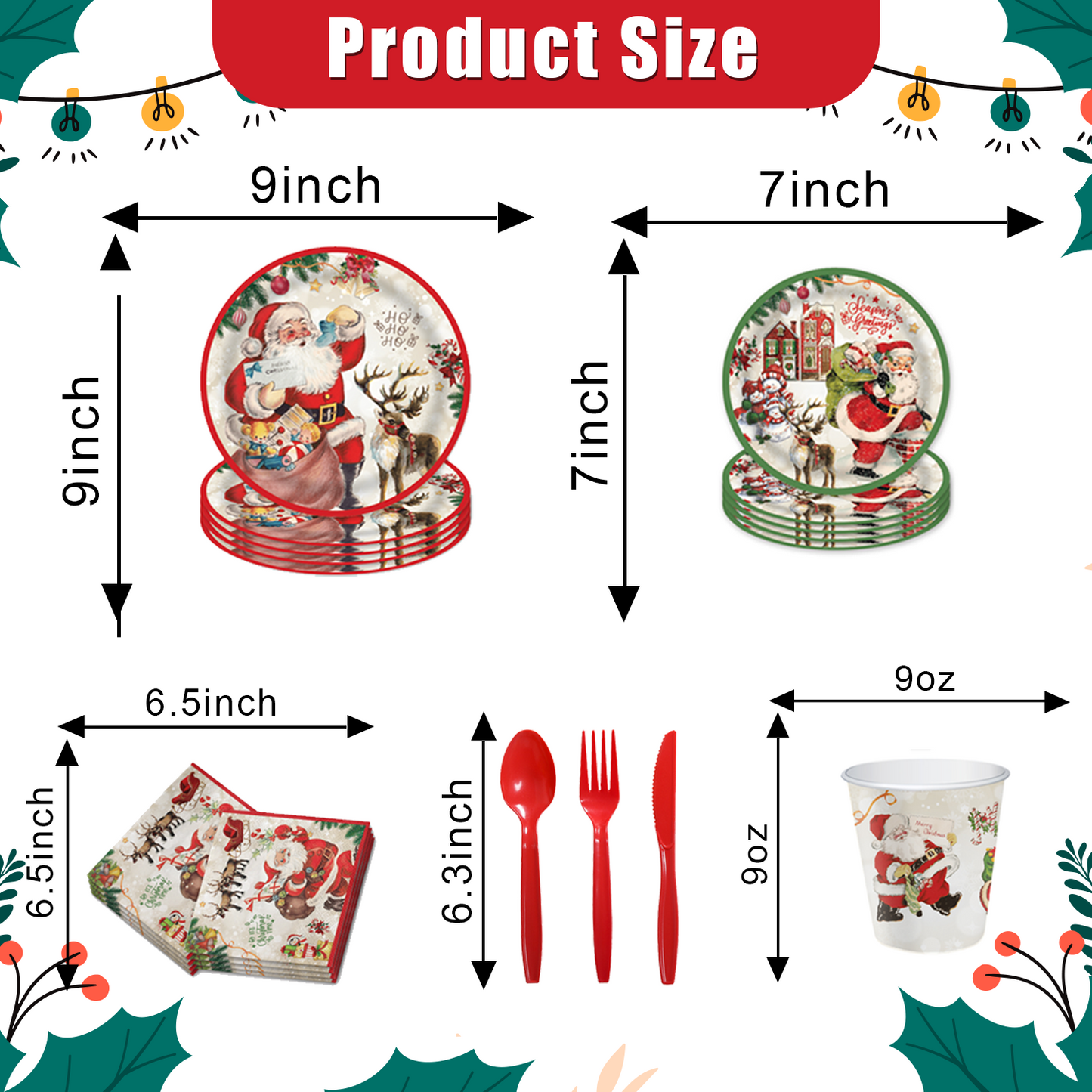 Christmas Theme Disposable Tableware Set