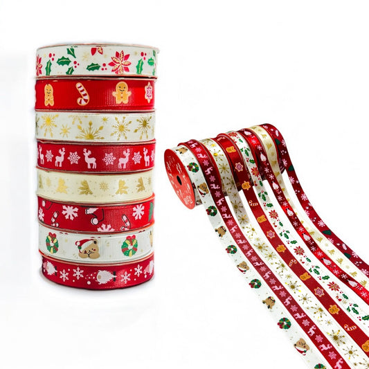 8 Piece Festive Merry Christmas Ribbons